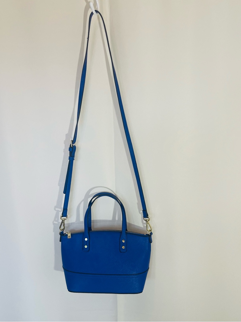 Classic Structured  Bag with handles and adjustable straps for versatility- Blue